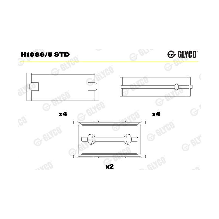 Pagrindiniai guoliai, alkūninis velenas GLYCO H1086/5 STD