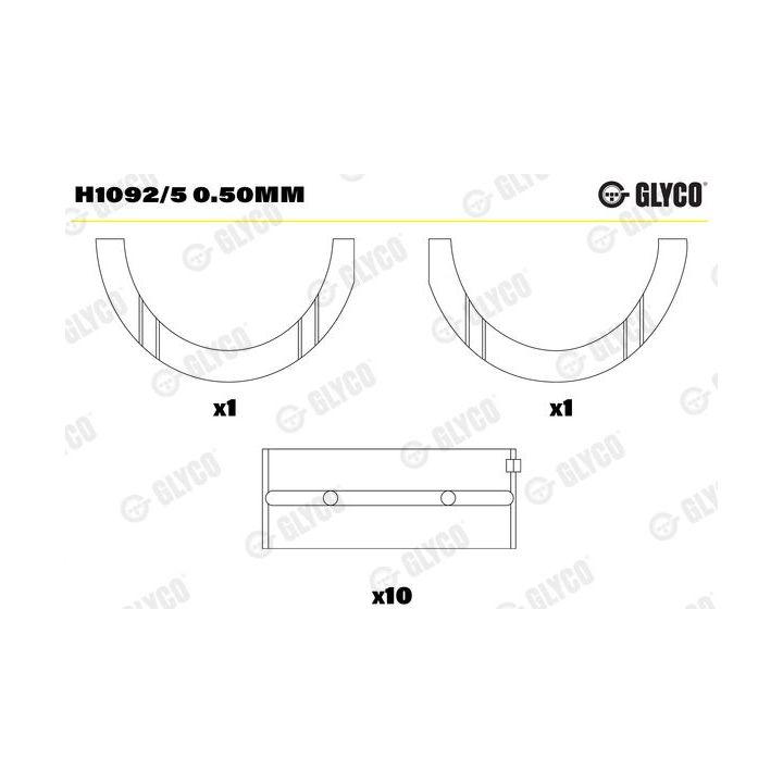 Pagrindiniai guoliai, alkūninis velenas GLYCO H1092/5 0.50mm
