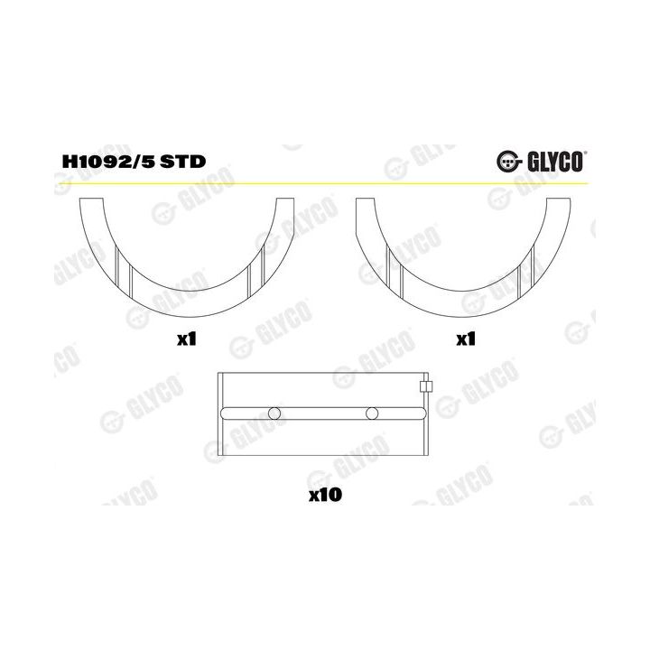 Pagrindiniai guoliai, alkūninis velenas GLYCO H1092/5 STD