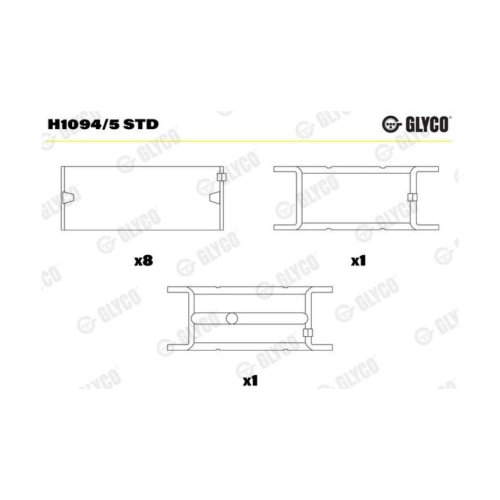 Pagrindiniai guoliai, alkūninis velenas GLYCO H1094/5 STD