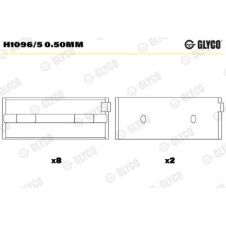 Pagrindiniai guoliai, alkūninis velenas GLYCO H1096/5 0.50mm