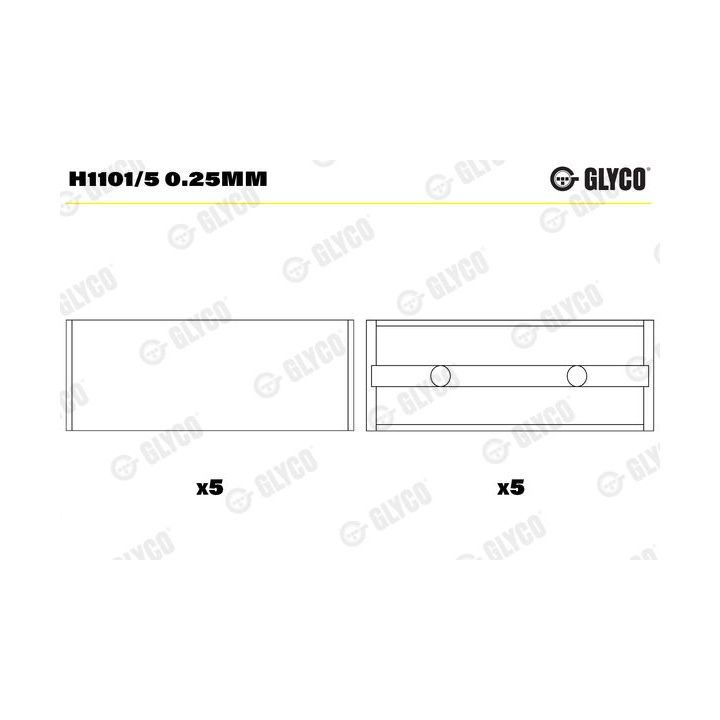 Pagrindiniai guoliai, alkūninis velenas GLYCO H1101/5 0.25mm