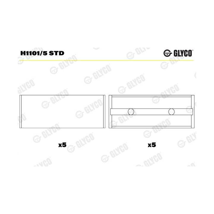Pagrindiniai guoliai, alkūninis velenas GLYCO H1101/5 STD