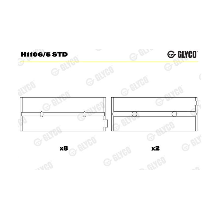Pagrindiniai guoliai, alkūninis velenas GLYCO H1106/5 STD