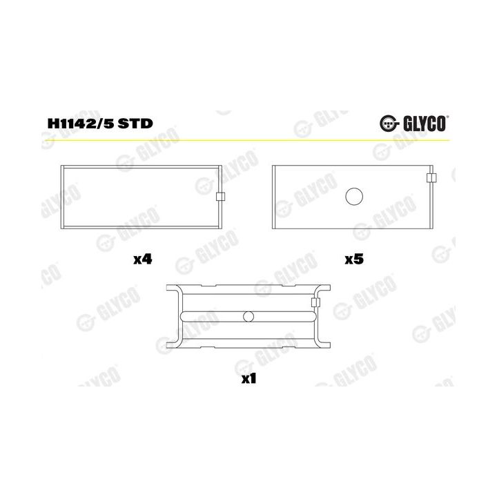 Pagrindiniai guoliai, alkūninis velenas GLYCO H1142/5 STD