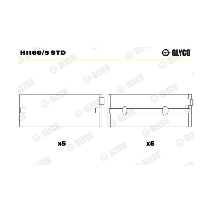 Pagrindiniai guoliai, alkūninis velenas GLYCO H1160/5 STD