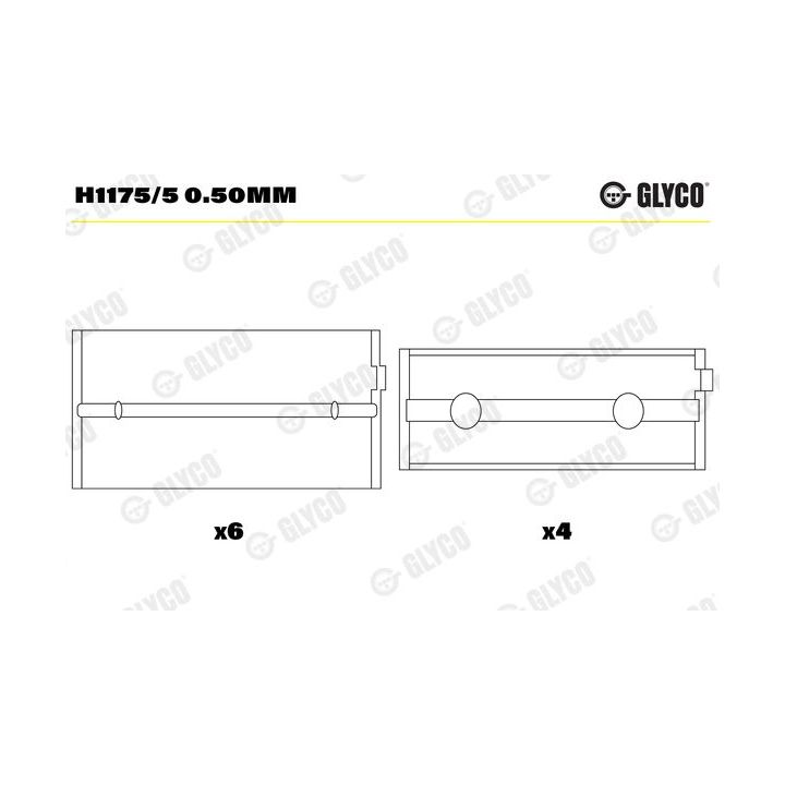 Pagrindiniai guoliai, alkūninis velenas GLYCO H1175/5 0.50mm