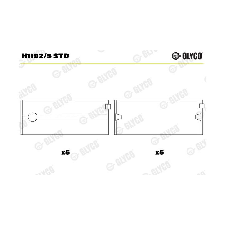 Pagrindiniai guoliai, alkūninis velenas GLYCO H1192/5 STD