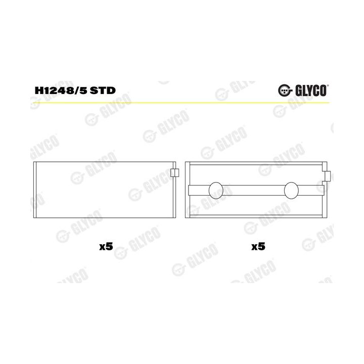 Pagrindiniai guoliai, alkūninis velenas GLYCO H1248/5 STD