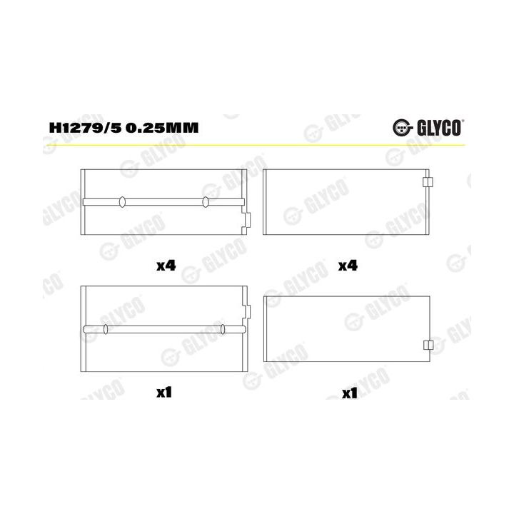 Pagrindiniai guoliai, alkūninis velenas GLYCO H1279/5 0.25mm