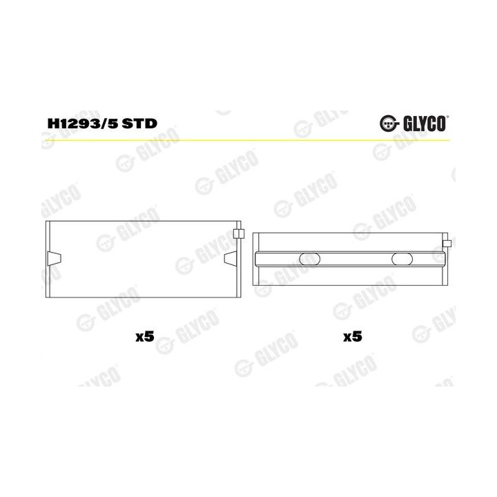 Pagrindiniai guoliai, alkūninis velenas GLYCO H1293/5 STD