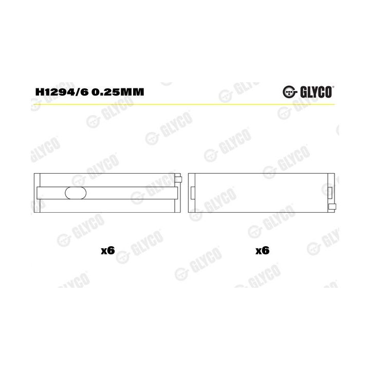 Pagrindiniai guoliai, alkūninis velenas GLYCO H1294/6 0.25mm