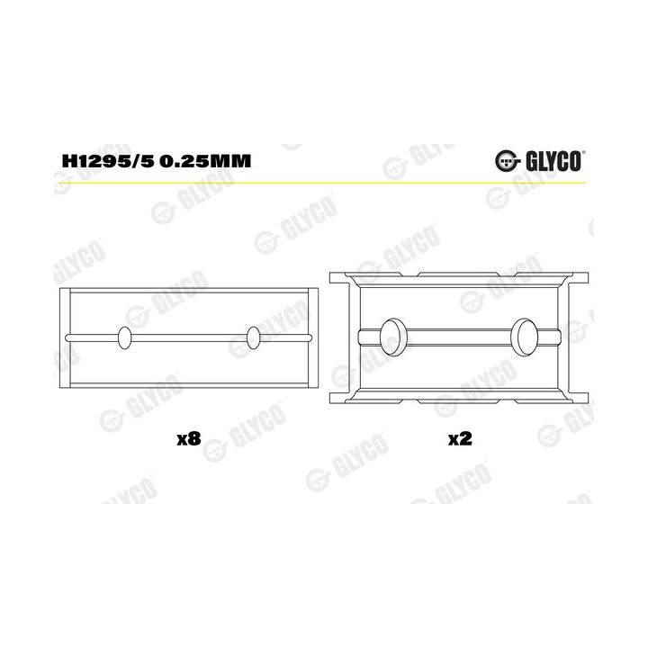 Pagrindiniai guoliai, alkūninis velenas GLYCO H1295/5 0.25MM