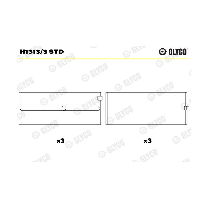 Pagrindiniai guoliai, alkūninis velenas GLYCO H1313/3 STD