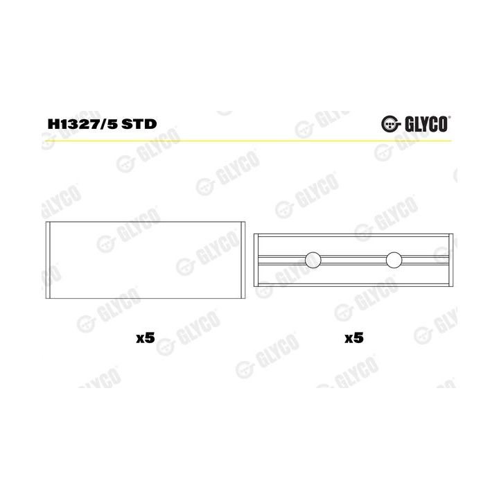 Pagrindiniai guoliai, alkūninis velenas GLYCO H1327/5 STD