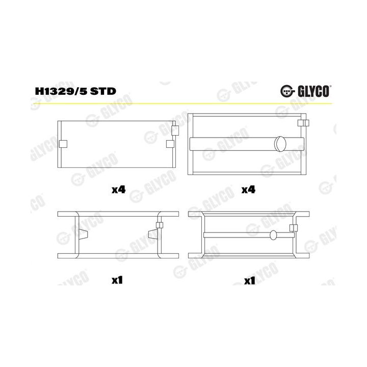 Pagrindiniai guoliai, alkūninis velenas GLYCO H1329/5 STD
