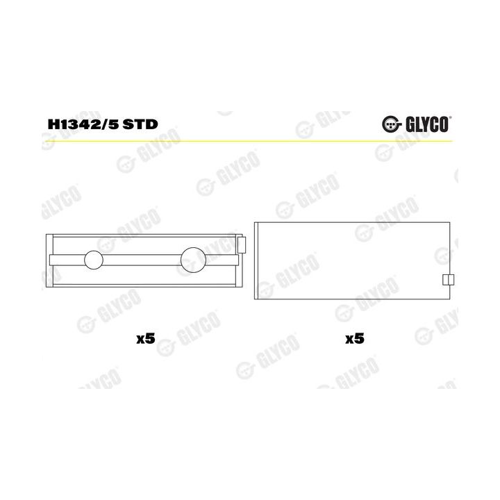 Pagrindiniai guoliai, alkūninis velenas GLYCO H1342/5 STD