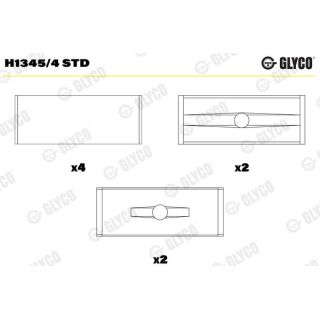 Pagrindiniai guoliai, alkūninis velenas GLYCO H1345/4 STD