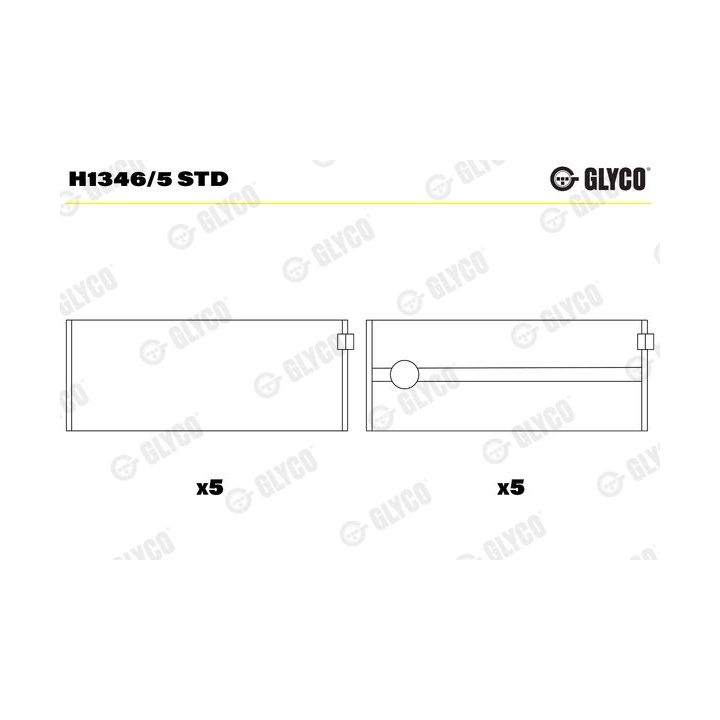 Pagrindiniai guoliai, alkūninis velenas GLYCO H1346/5 STD
