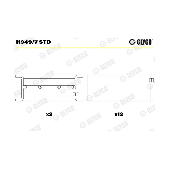 Pagrindiniai guoliai, alkūninis velenas GLYCO H949/7 STD