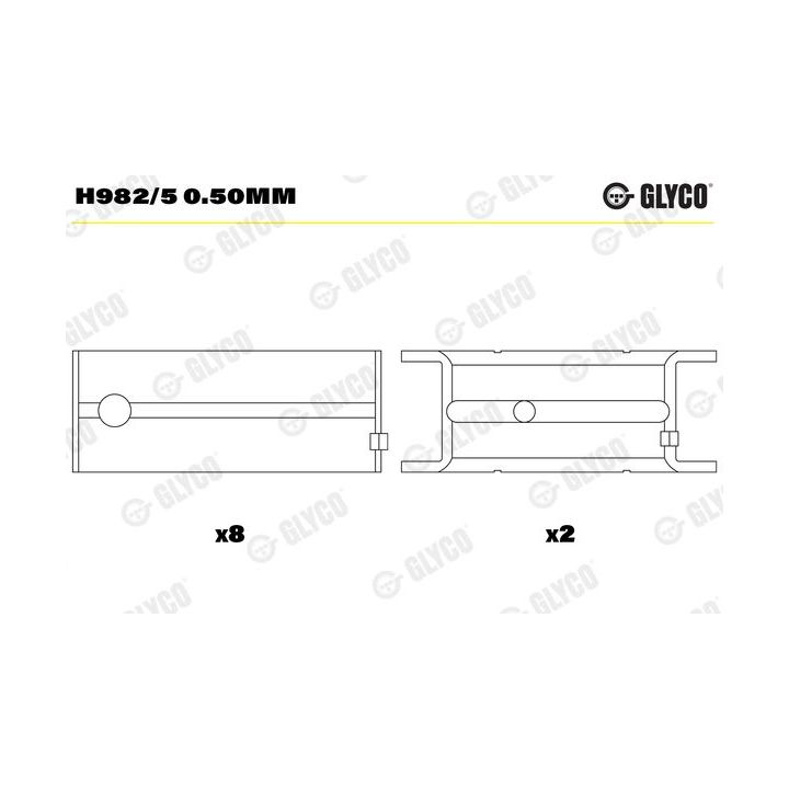 Pagrindiniai guoliai, alkūninis velenas GLYCO H982/5 0.50mm