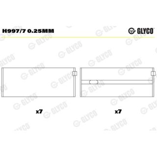 Pagrindiniai guoliai, alkūninis velenas GLYCO H997/7 0.25mm