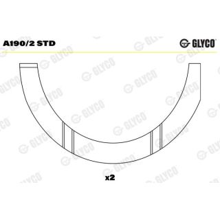 Atraminis tarpiklis, alkūninis velenas GLYCO A190/2 STD
