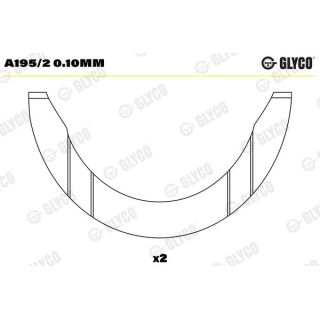 Atraminis tarpiklis, alkūninis velenas GLYCO A195/2 0.10mm