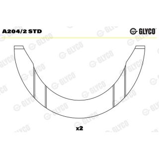 Atraminis tarpiklis, alkūninis velenas GLYCO A204/2 STD