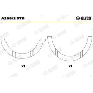 Atraminis tarpiklis, alkūninis velenas GLYCO A208/2 STD