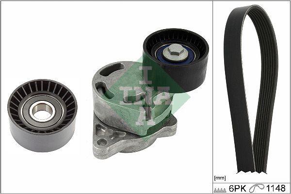 V formos rumbuotas diržas, komplektas INA 529 0407 10