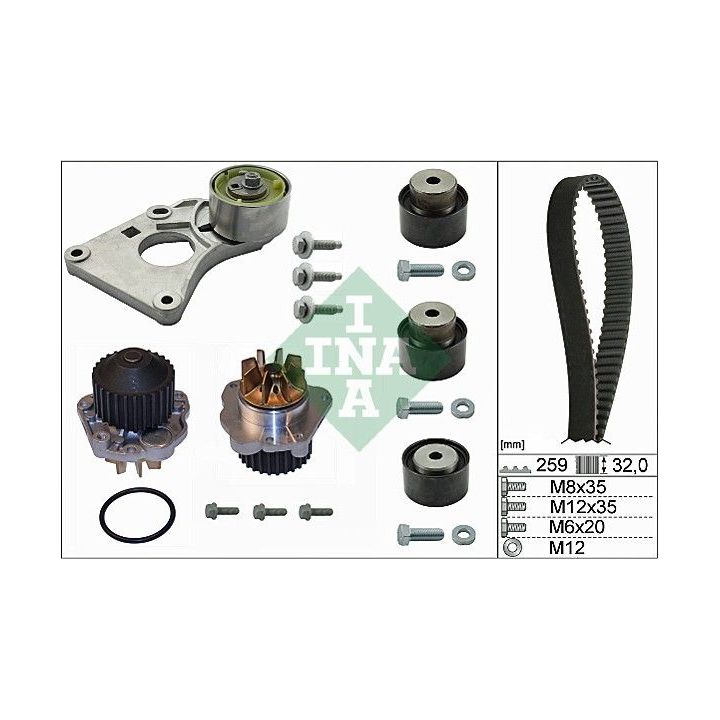Vandens siurblio ir paskirstymo diržo komplektas INA 530 0259 30