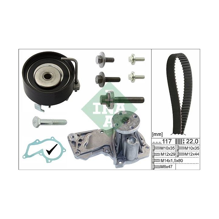 Vandens siurblio ir paskirstymo diržo komplektas INA 530 0495 30