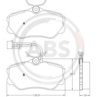 Stabdžių trinkelių rinkinys, diskinis stabdys A.B.S. 36655