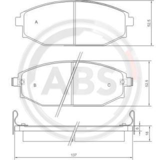 Stabdžių trinkelių rinkinys, diskinis stabdys A.B.S. 37173