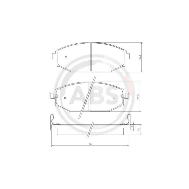 Stabdžių trinkelių rinkinys, diskinis stabdys A.B.S. 37173