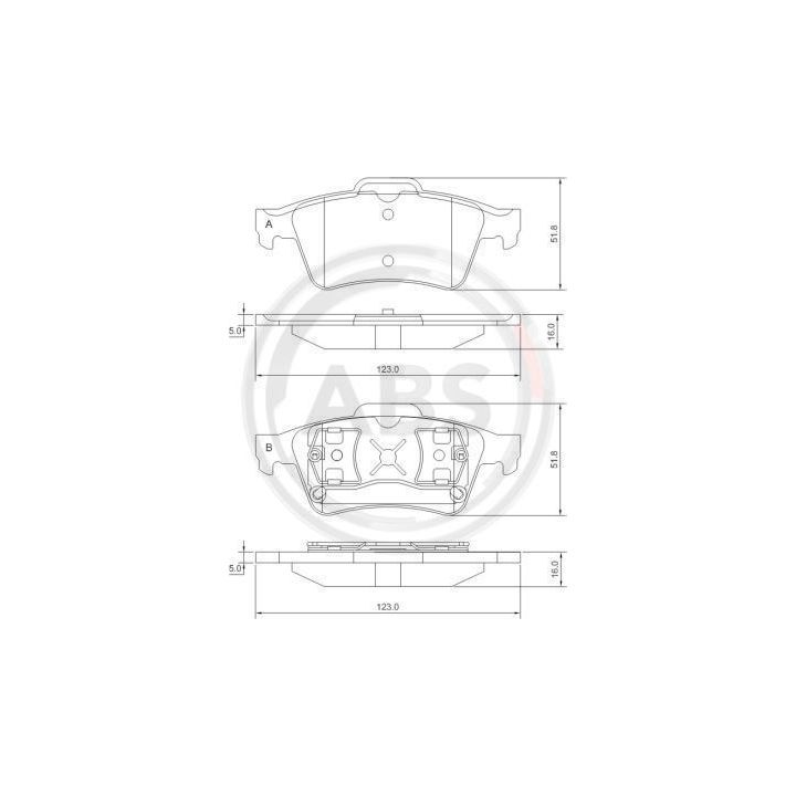Stabdžių trinkelių rinkinys, diskinis stabdys A.B.S. 37216