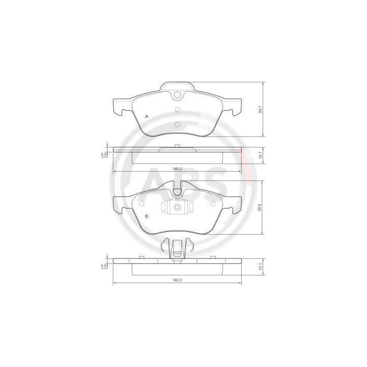 Stabdžių trinkelių rinkinys, diskinis stabdys A.B.S. 37279