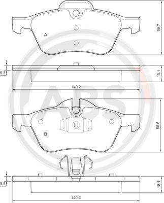 Stabdžių trinkelių rinkinys, diskinis stabdys A.B.S. 37279