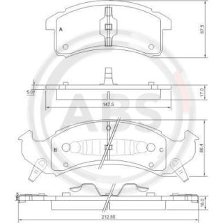 Stabdžių trinkelių rinkinys, diskinis stabdys A.B.S. 38623
