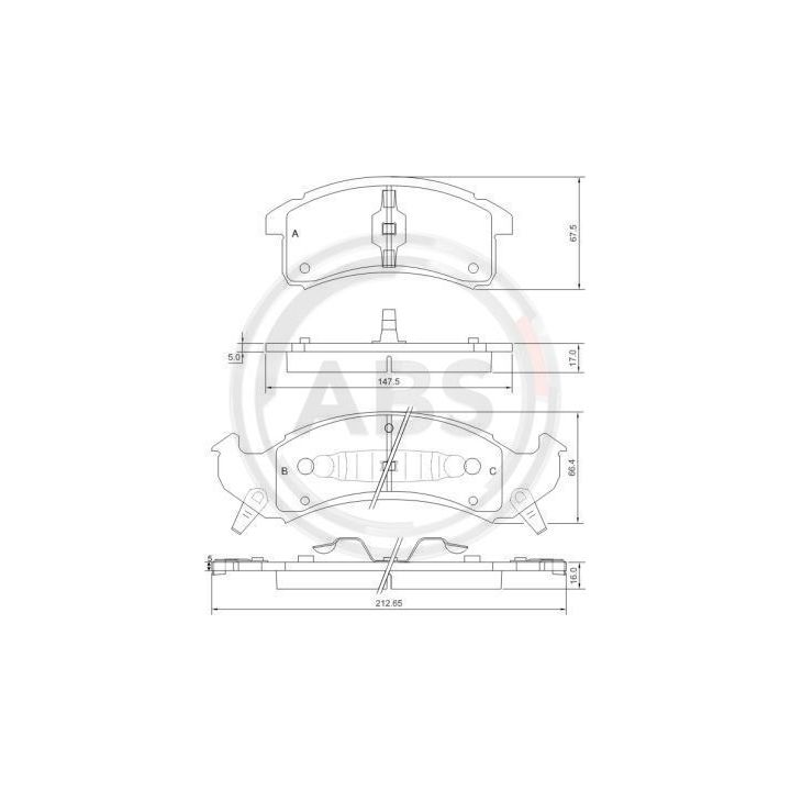 Stabdžių trinkelių rinkinys, diskinis stabdys A.B.S. 38623