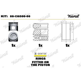 Remonto komplektas, stūmoklis / cilindro įvorė NÜRAL 88-136500-00