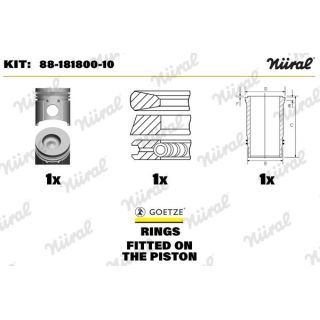 Remonto komplektas, stūmoklis / cilindro įvorė NÜRAL 88-181800-10