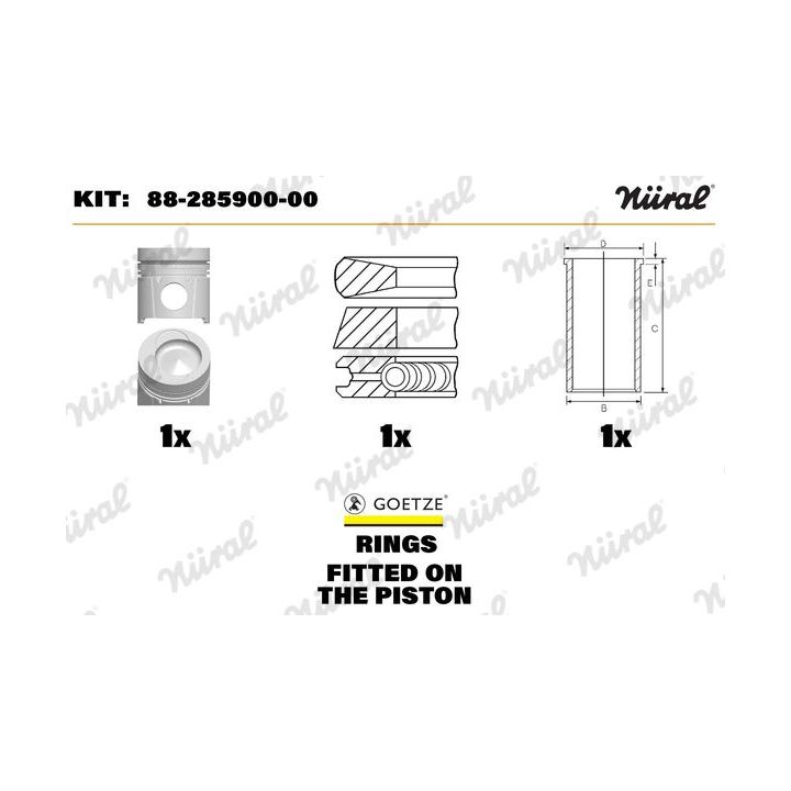 Remonto komplektas, stūmoklis / cilindro įvorė NÜRAL 88-285900-00