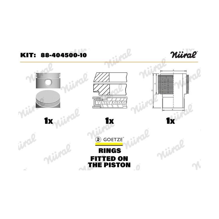 Remonto komplektas, stūmoklis / cilindro įvorė NÜRAL 88-404500-10