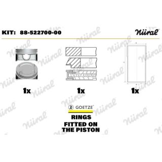 Remonto komplektas, stūmoklis / cilindro įvorė NÜRAL 88-522700-00