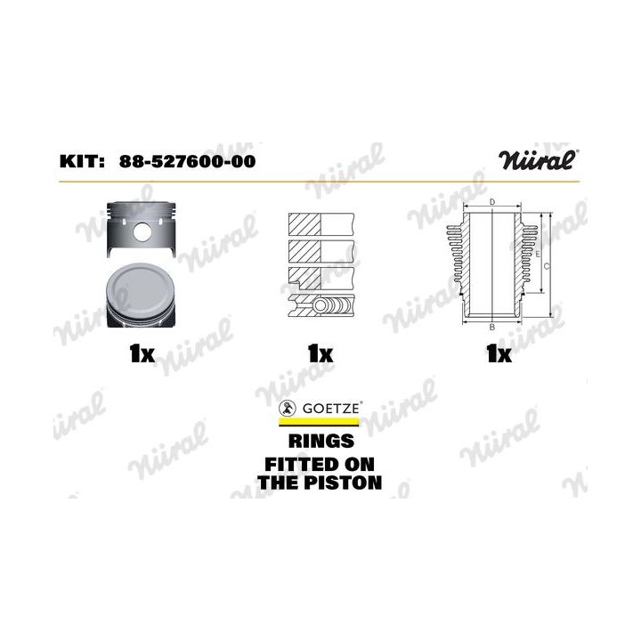 Remonto komplektas, stūmoklis / cilindro įvorė NÜRAL 88-527600-00