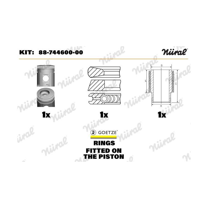Remonto komplektas, stūmoklis / cilindro įvorė NÜRAL 88-744600-00