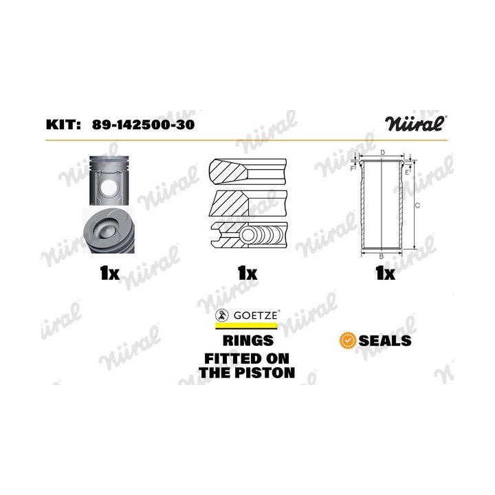 Remonto komplektas, stūmoklis / cilindro įvorė NÜRAL 89-142500-30