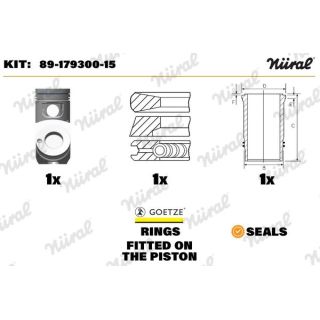 Remonto komplektas, stūmoklis / cilindro įvorė NÜRAL 89-179300-15